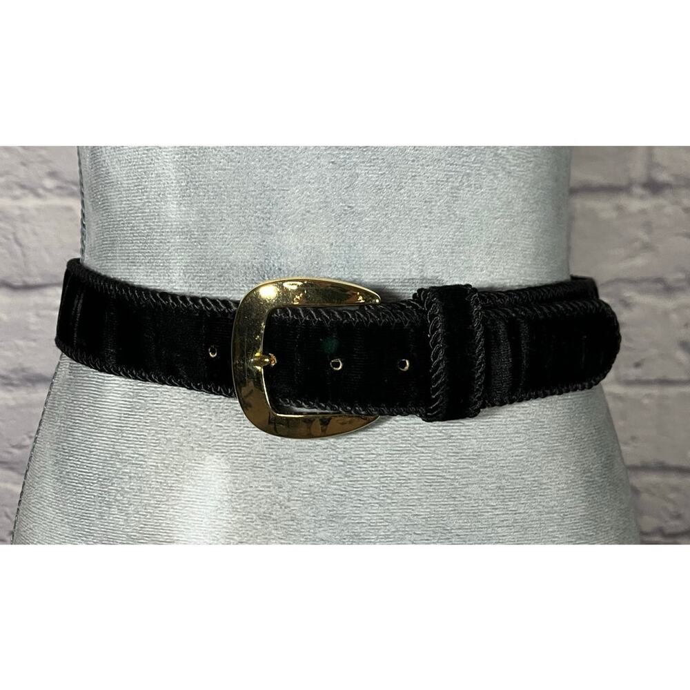 Vintage Elite Accessories Glam Crushed Velvet Belt with Goldtone Buckle